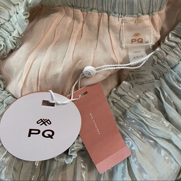 PQ Swim Golden Hour Briar Maxi Dress Swim Cover Strapless Block Tiers Pleated - Picture 3 of 15